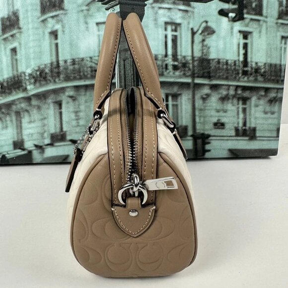 Coach CY744 Mini Rowan Crossbody Bag In Blocked Signature Leather IN CHALK - Picture 4 of 9